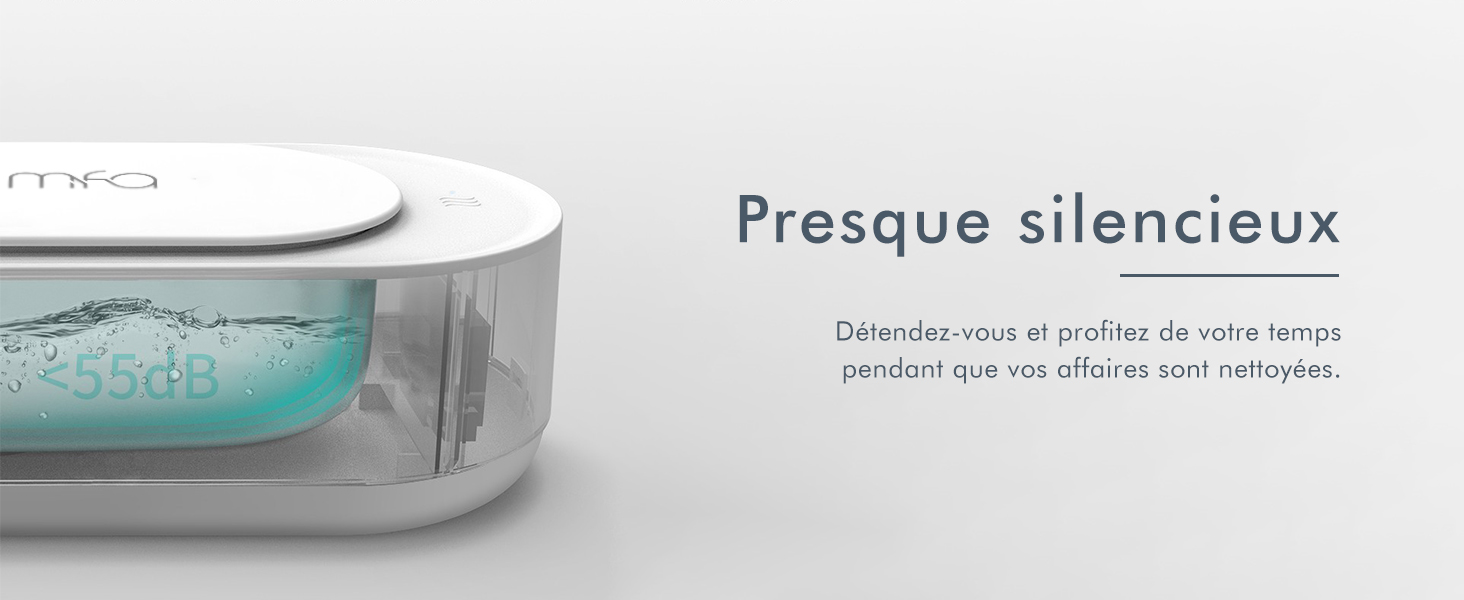 Cuve remplie d'eau et niveau sonore inférieur à 55 dB : fonctionnement presque silencieux